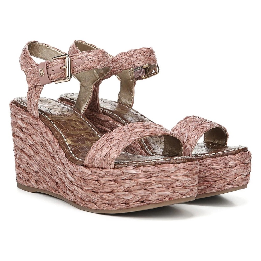SAM EDELMAN Deena Platform Wedge woven Espadrille Sandals size 9.5